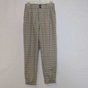 FULL TILT Brown/Tan Plaid Pleated Cuffed Ankle Pants; Front Zip; Size XS